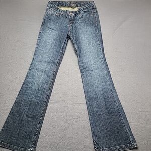 Simply Vera Wang Womens Jeans 4 Bootcut Blue Faded Front Grunge‎ Distressed Hem